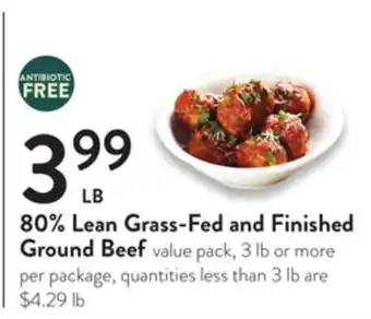 Fresh Thyme 80% lean grass-fed and finished ground beef offer