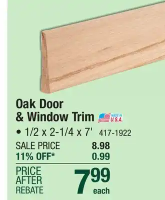 Menards Mastercraft 1/2 x 2-1/4 x 7' unfinished oak ranch casing 324 offer