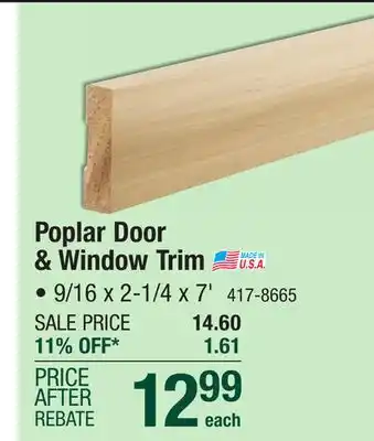 Menards Mastercraft 9/16 x 2-1/4 x 7' unfinished poplar craftsman casing e2e offer