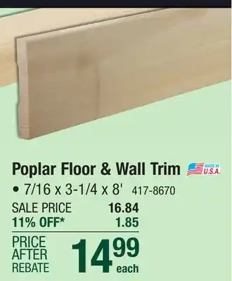 Menards Mastercraft 7/16 x 3-1/4 x 8' unfinished poplar craftsman base moulding mb20 offer