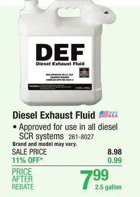 Menards Diesel exhaust fluid - 2.5 gallon offer