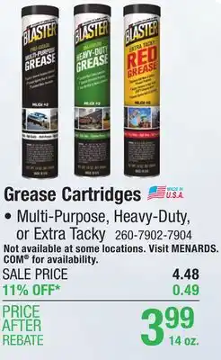 Menards B'laster pro-grade multi-purpose grease - 14 oz offer