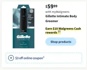 Walgreens Gillette intimate body groomer offer