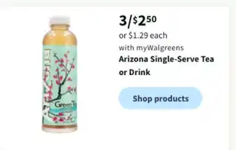 Walgreens Arizona single-serve tea or drink offer
