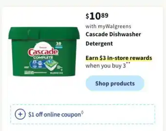 Walgreens Cascade dishwasher detergent offer