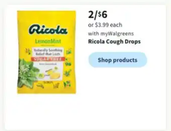 Walgreens Ricola cough drops offer