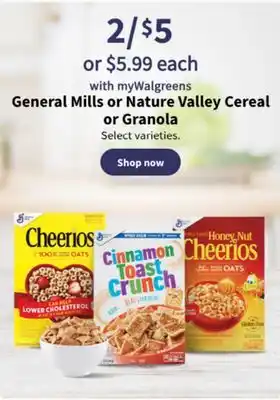 Walgreens General mills or nature valley cereal or granola offer