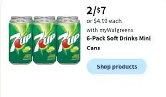 Walgreens 6-pack soft drinks mini cans offer