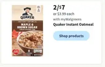 Walgreens Quaker instant oatmeal offer