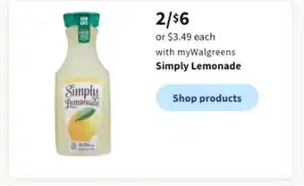 Walgreens Simply lemonade offer
