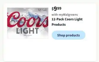 Walgreens 12-pack coors light products offer