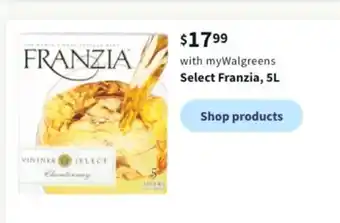 Walgreens Select franzia, 5l offer