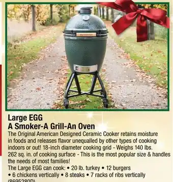 Ace Hardware Large egg a smoker-a grill-an oven offer