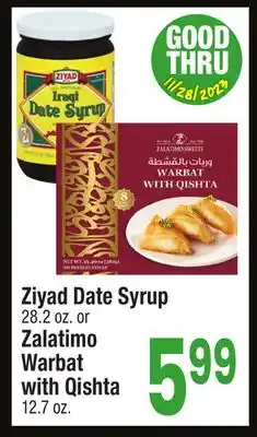 Jewel-Osco Ziyad date syrup 28.2 oz. or zalatimo warbat with qishta 12.7 oz offer
