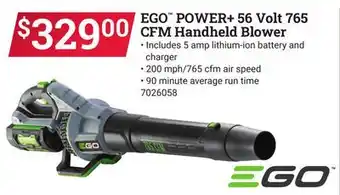 Ace Hardware Ego power + 56 volt 765 cfm handheld blower offer