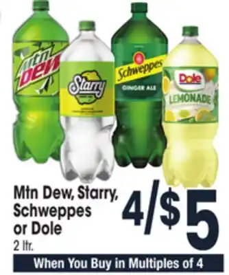 Jewel-Osco Mtn dew, starry, schweppes or dole offer