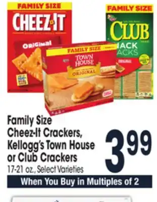 Jewel-Osco Family size cheez-it crackers, kellogg's town house or club crackers offer