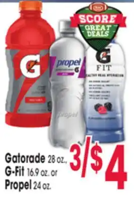 Jewel-Osco Gatorade 28 oz., g-fit 16.9 oz. or propel 24 oz offer