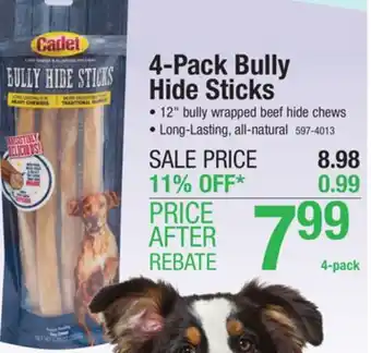Menards Cadet 12 large bully hide sticks dog chew - 4 pk offer