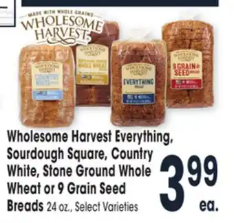 Jewel-Osco Wholesome harvest everything, sourdough square, country white, stone ground whole wheat or 9 grain seed breads offer