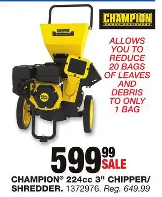 Blain's Farm & Fleet Champion 224cc 3 chipper/ shredder offer