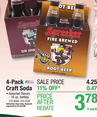 Menards 4-pack craft soda offer