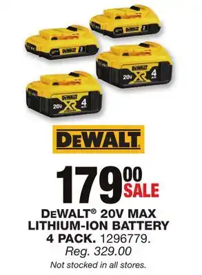 Blain's Farm & Fleet Dewalt 20v max lithium-ion battery 4 pack offer