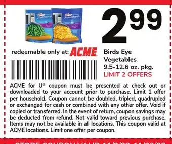 ACME Birds eye vegetables offer