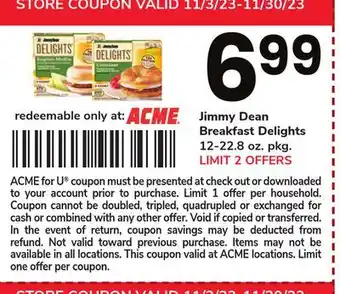 ACME Jimmy dean breakfast delights offer