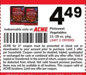 ACME Pictsweet vegetables offer