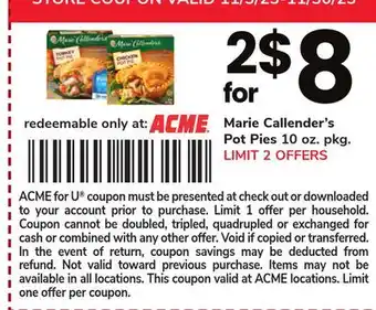 ACME Marie callender's pot pies offer