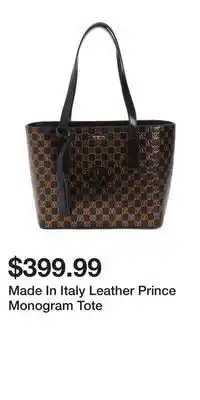 TJ Maxx Made in italy leather prince monogram tote offer