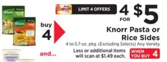 ShopRite Pasta or rice sides offer