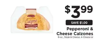 ShopRite Pepperoni & cheese calzones offer