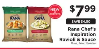 ShopRite Chef's inspiration ravioli & sauce offer