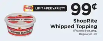 ShopRite Whipped topping offer