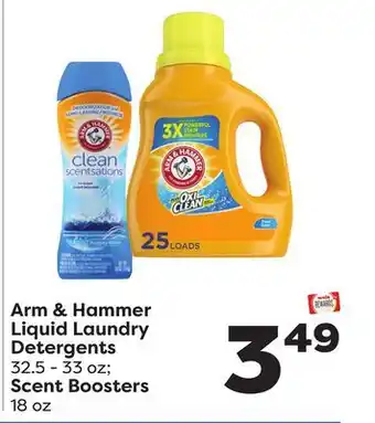 Weis Markets Arm & hammer liquid laundry detergents 32.5-33 oz scent boosters 18 oz offer