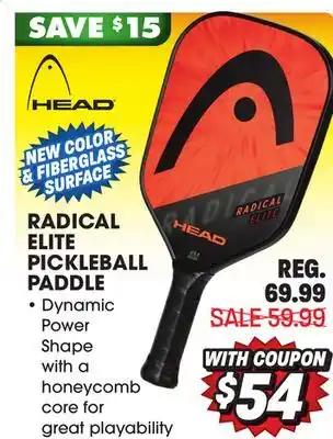 Big 5 Head radical elite pickleball paddle offer