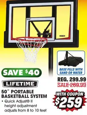 Big 5 Lifetime 50 portable basketball hoop offer