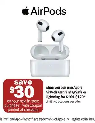 Meijer Apple airpods gen 3 magsafe or lightning offer