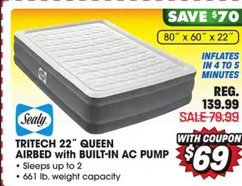 Big 5 Sealy 22 tritech airbed queen with built-in ac pump offer