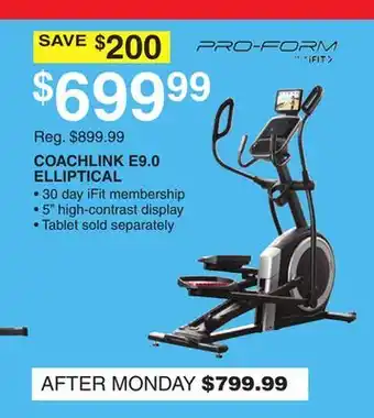 Dunham's Sports Coachlink e9.0 elliptical offer