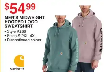 Dunham's Sports Carhartt men's midweight hooded logo sweatshirt offer