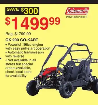 Dunham's Sports Coleman gk 200 go-kart offer