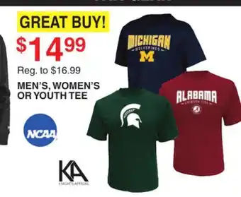 Dunham's Sports Ncaa men's, women's or youth tee offer