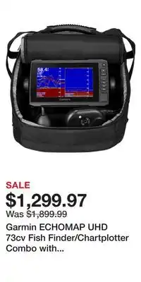 Cabela's Garmin echomap uhd 73cv fish finder/chartplotter combo with panoptix ps22 transducer ice-fishing bundle offer