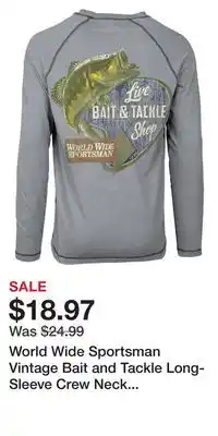 Cabela's World wide sportsman vintage bait and tackle long-sleeve crew neck t-shirt for men offer