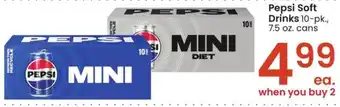 Albertsons Pepsi Soft Drinks 10-pk., 7.5 oz. cans offer