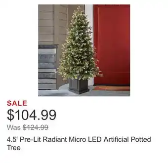 Costco 4.5' pre-lit radiant micro led artificial potted tree offer