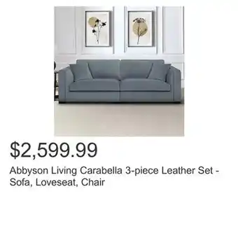 Costco Abbyson living carabella 3-piece leather set - sofa, loveseat, chair offer